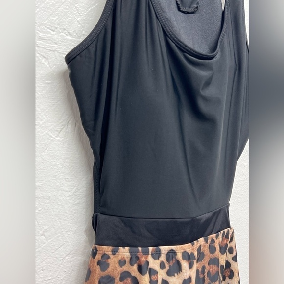LEOPARD Print High Waisted Cutout Racerback Zip Up Swimwear - L - Picture 5 of 13